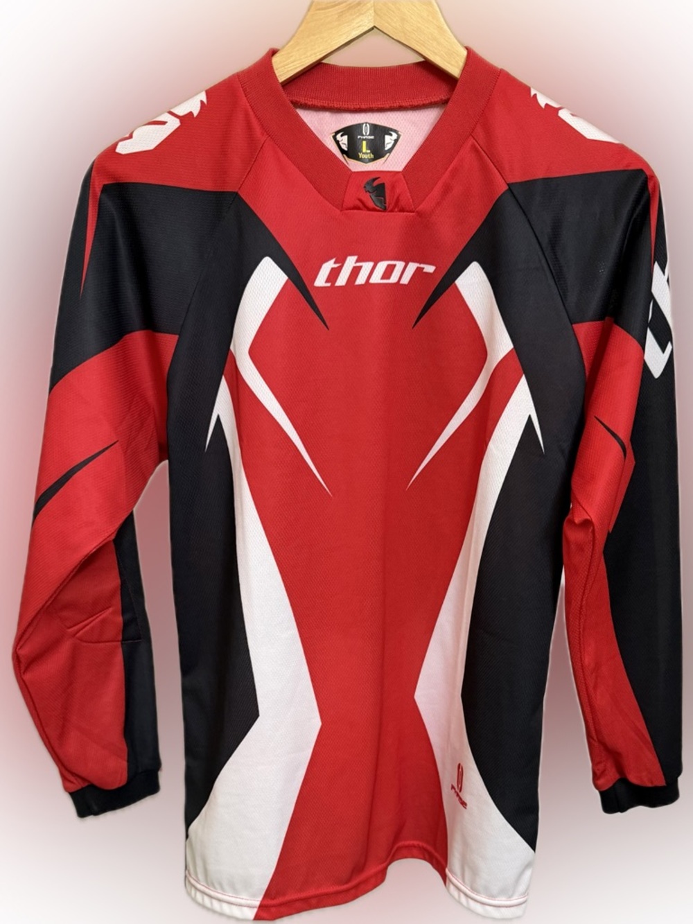 Thor Youth Large Phase S8 Motocross Jersey Red Black/White